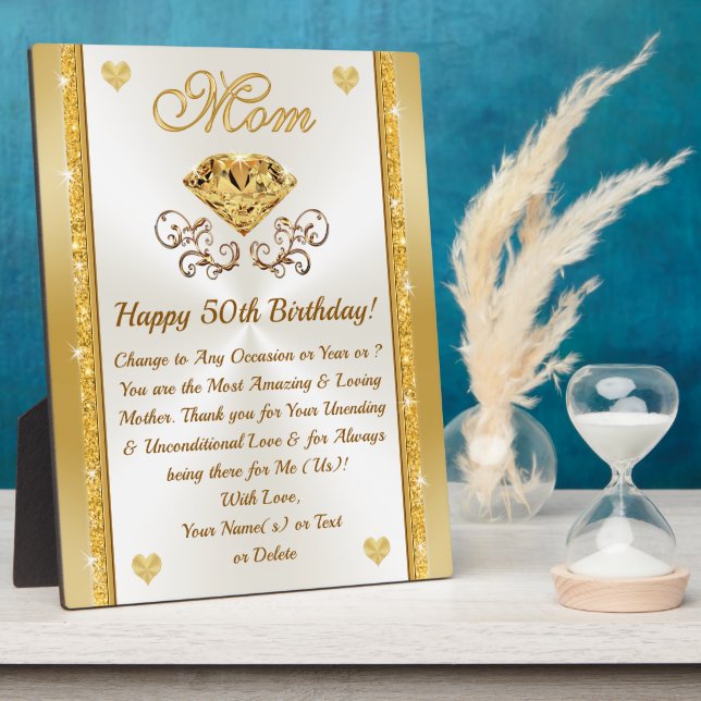 Stunning, Sentimental 50th Birthday Gifts for Mum  Plaque (Side)