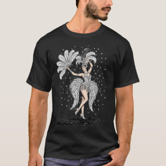 Stunning showgirl gracefully dances with feathered T-Shirt