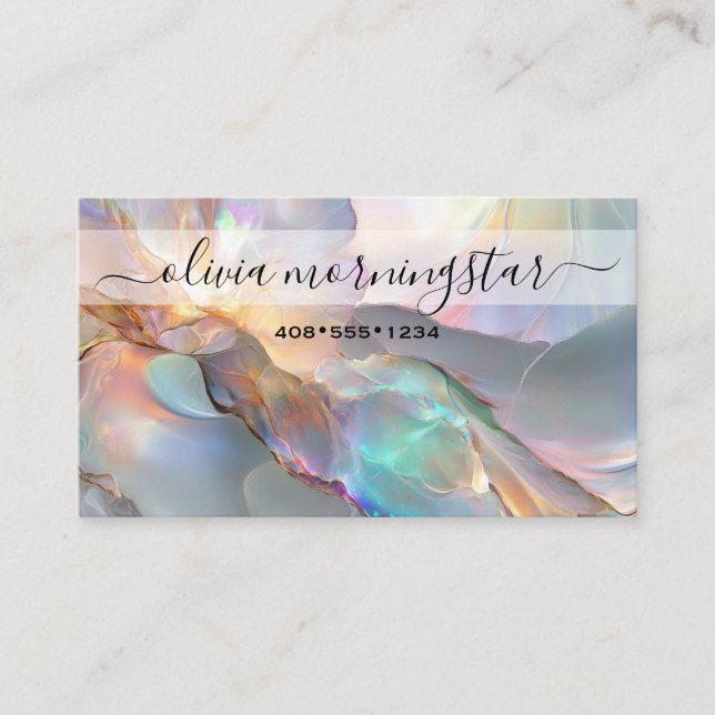 Stunning Signature Opal 2 QR Code Business Card (Front)
