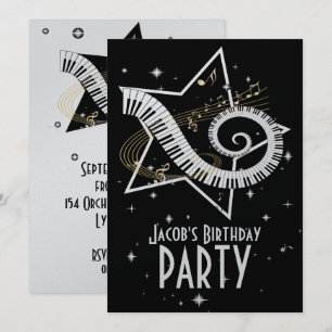 Stunning silver and black Musical Notes Invitation