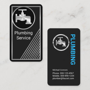 Stunning Silver Faucet Frame Plumber Business Card
