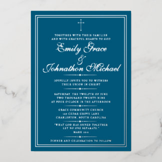 Stunning Silver Foil Christian Minimalist Wedding