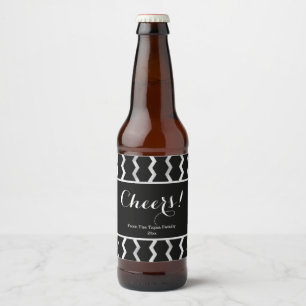 Stunning Silver, Modern Zig-Zag Beer Bottle Label