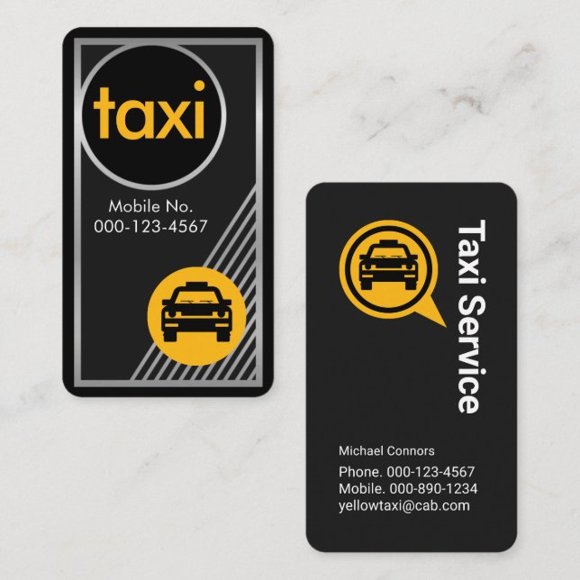 Stunning Silver Taxi Frame Driving Business Card (Front/Back)