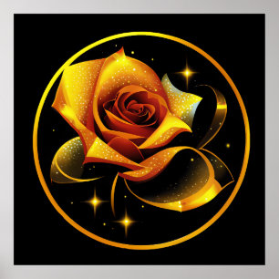 Stunning Single Gold Rose Poster