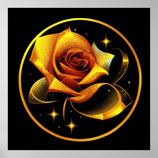 Stunning Single Gold Rose Poster (Front)