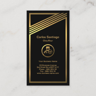 Stunning Slanting Gold Stripes Frame Chauffeur Business Card