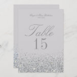 Stunning Sliver Glitter Wedding Table Number Cards<br><div class="desc">Stunning Silver Glitter Wedding Table Number Cards. Glamourous,  Glitter with sparkling silver,  this table card coordinates with our Glitter Wedding and Bridal Shower decor. For more customisation,   using the "customise" tool on zazzle. Additional colour options are available in our shop on Zazzle at MetroEvents. Designed by Metro-Event.com</div>