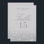 Stunning Sliver Glitter Wedding Table Number Cards<br><div class="desc">Stunning Silver Glitter Wedding Table Number Cards. Glamourous,  Glitter with sparkling silver,  this table card coordinates with our Glitter Wedding and Bridal Shower decor. For more customisation,   using the "customise" tool on zazzle. Additional colour options are available in our shop on Zazzle at MetroEvents. Designed by Metro-Event.com</div>