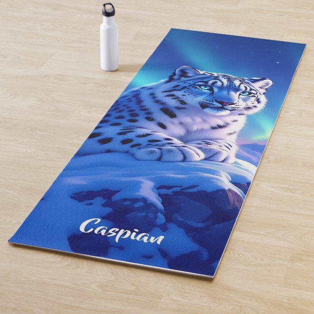 Stunning Snow Leopard on Mountain Rock Yoga Mat (In Situ)