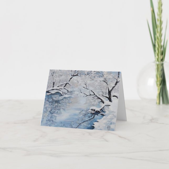 Stunning snowy landscape, painting by Luna Smith Holiday Card (Front)