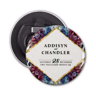 Stunning Sophistication Jewel-Toned Peony Wedding Bottle Opener