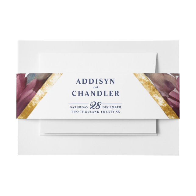 Stunning Sophistication Jewel-Toned Peony Wedding Invitation Belly Band (Front Example)