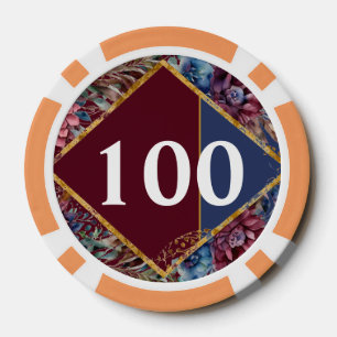 Stunning Sophistication Jewel-Toned Peony Wedding Poker Chips