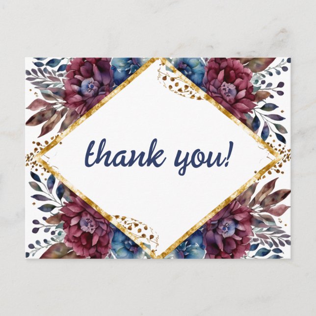 Stunning Sophistication Jewel-Toned Peony Wedding Postcard (Front)