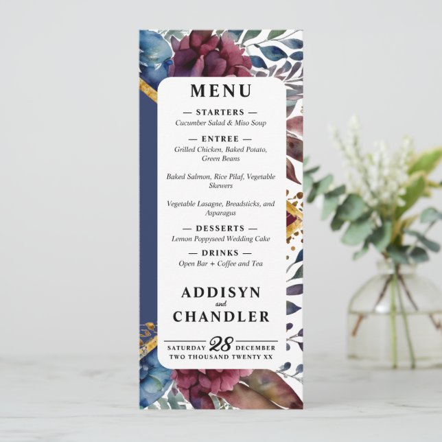 Stunning Sophistication Jewel-Toned Peony Wedding Programme (Standing Front)