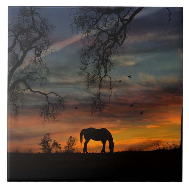 Stunning Southwestern Horse Art Tile (Front)