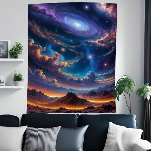 Stunning Spiral Galaxy Space Alien Planet Sky Art Tapestry