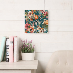 Stunning Summer Floral Square Wall Clock
