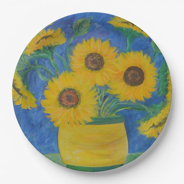Stunning Sunflower Paper Plate (Front)