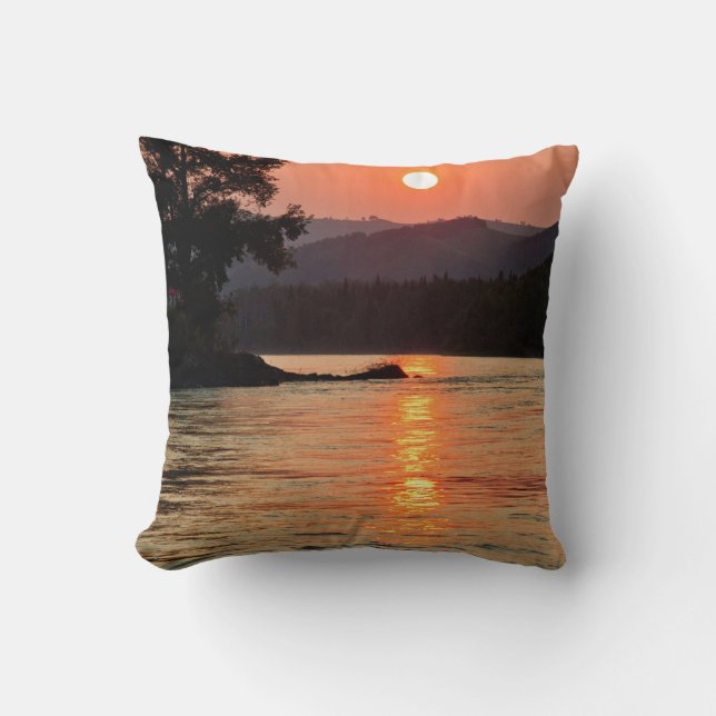 Stunning Sunrise Over Katun River Photo Cushion (Front)