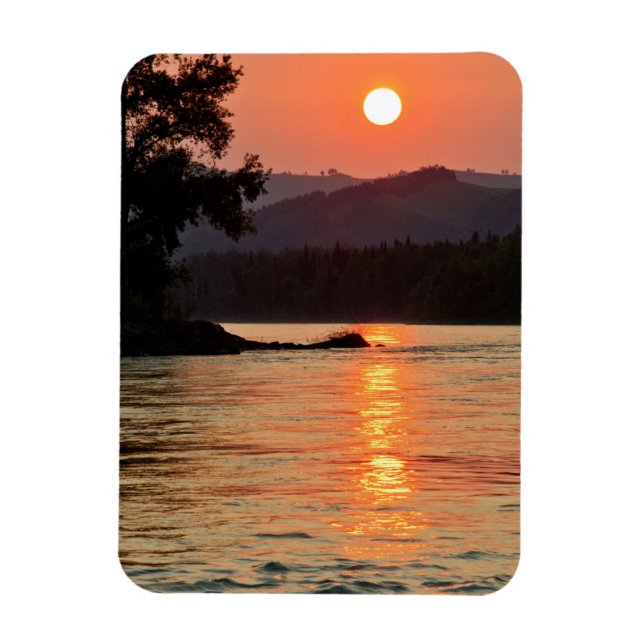 Stunning Sunrise Over Katun River Photo Magnet (Vertical)