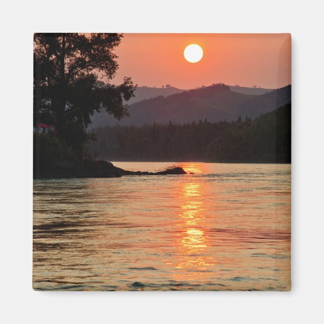 Stunning Sunrise Over Katun River Photo Magnet (Front)