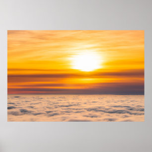 Stunning sunset above the clouds poster