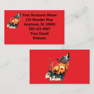 Stunning Sunset Silhouette Howling Wolf  Business Card