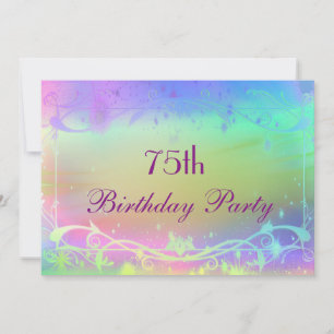 Stunning Swirls & Pastel Shades 75th Birthday Invitation