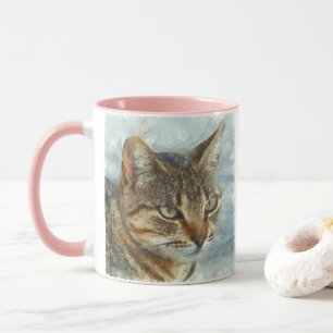 Stunning Tabby Cat Close Up Graphite Pencil Portra Mug