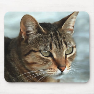Stunning Tabby Cat CloseUp Artistic Portrait Mouse Mat