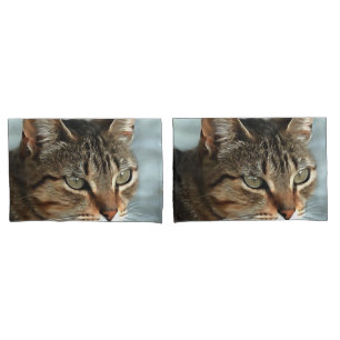 Stunning Tabby Cat CloseUp Artistic Portrait Pillowcase