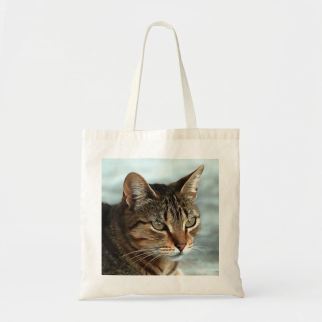Stunning Tabby Cat CloseUp Artistic Portrait Tote Bag (Front)