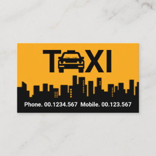 Stunning Taxi Car Building Silhouette Business Card