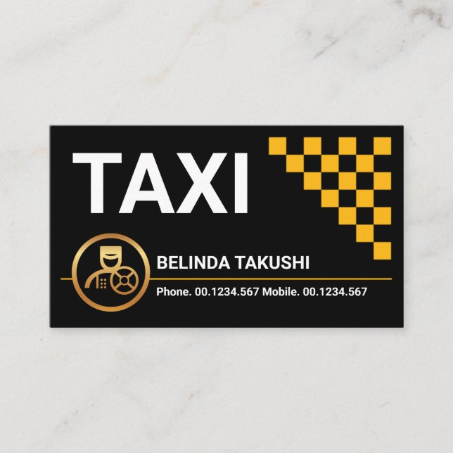 Stunning Taxi Check Boxes Cab Driving Business Card (Front)