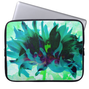 Stunning Teal and Black Cactus Dahlia Laptop Sleeve