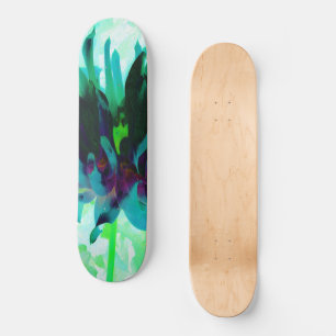 Stunning Teal and Black Cactus Dahlia Skateboard