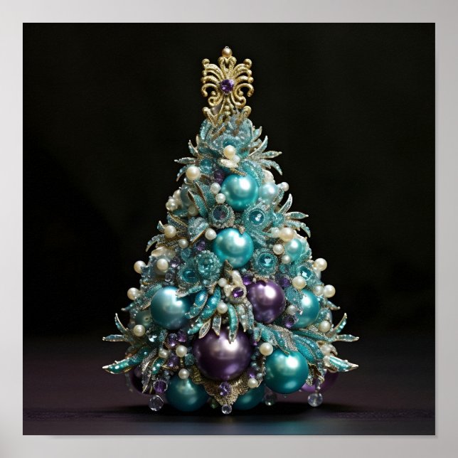 Stunning Teal and purple Christmas tree  Poster (Front)