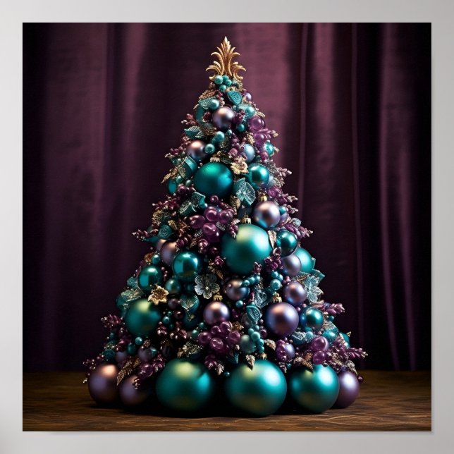 Stunning Teal and purple Christmas tree  Poster (Front)
