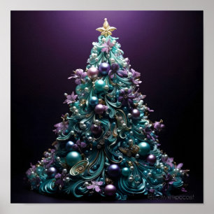 Stunning Teal and purple Christmas tree  Poster