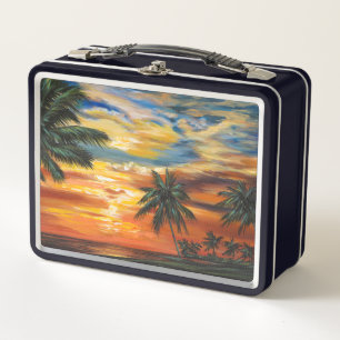 Stunning Tropical Sunset Metal Lunch Box