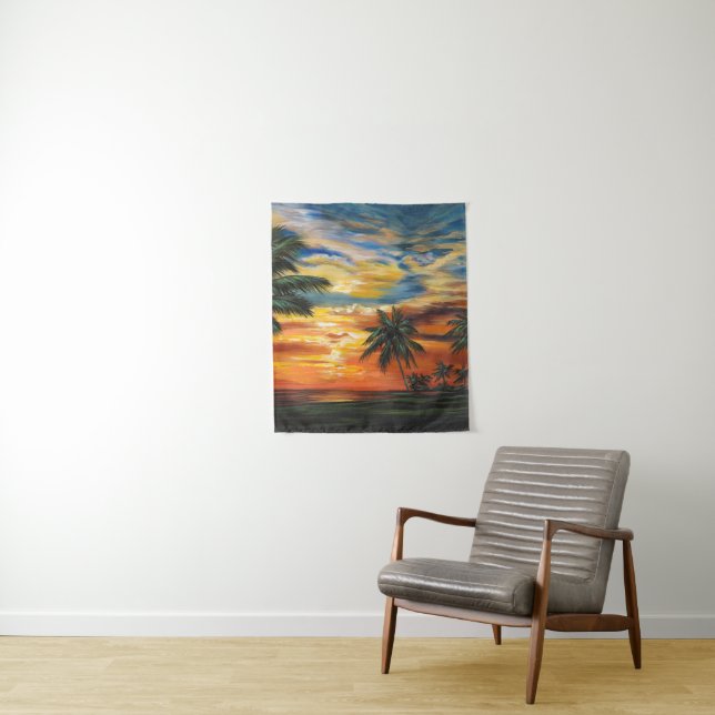 Stunning Tropical Sunset Tapestry (In Situ)
