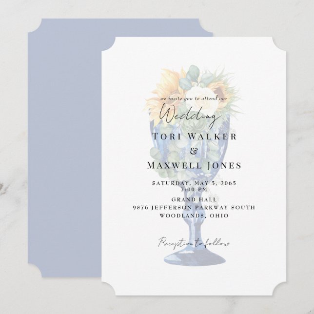 Stunning Tuscan Mediterranean Sunflower Wedding Invitation (Front/Back)