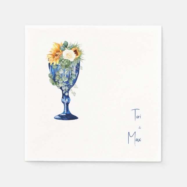 Stunning Tuscan Mediterranean Wedding Cocktail Napkin (Front)