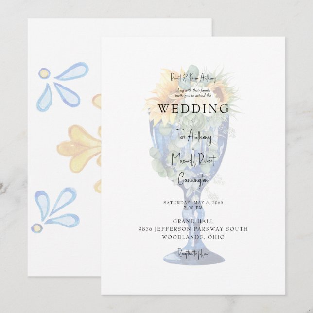 Stunning Tuscan Mediterranean Wedding Invitation (Front/Back)