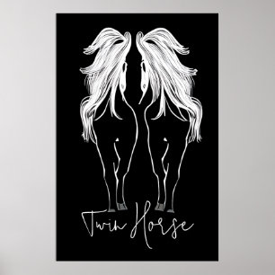 Stunning Twin Horse Wall Art Poster