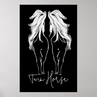 Stunning Twin Horse Wall Art Poster