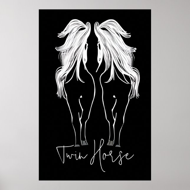 Stunning Twin Horse Wall Art Poster (Front)