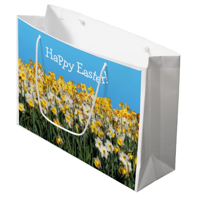Stunning Two-Tone Daffodils Floral Photography Large Gift Bag (Front Angled)